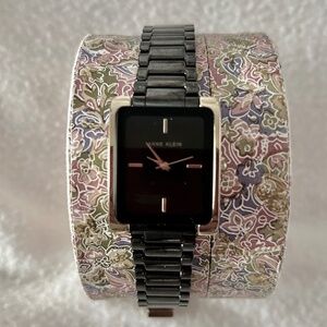 Anne Klein Ceramic Band Rectangular Face Watch, NEW BATTERY